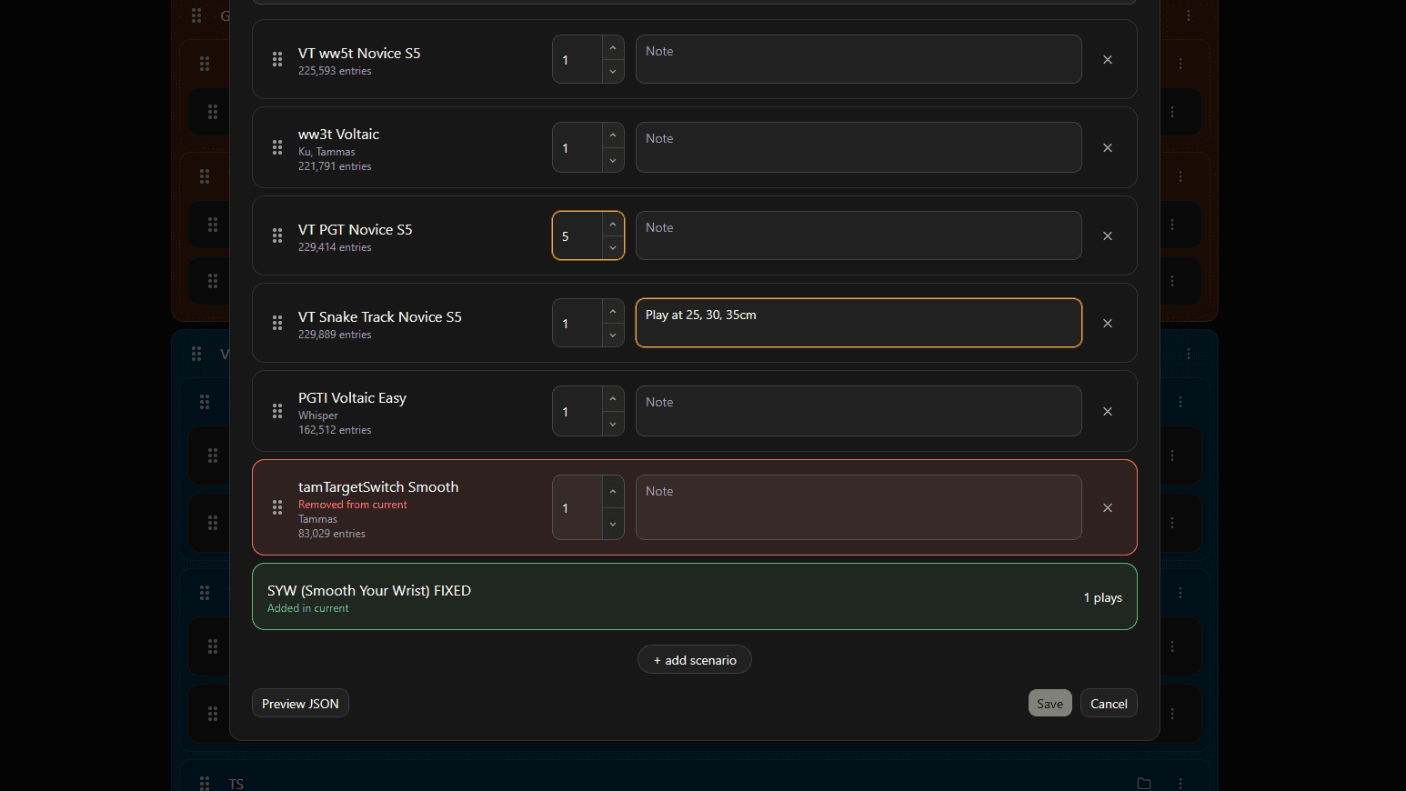 Track playlist changes